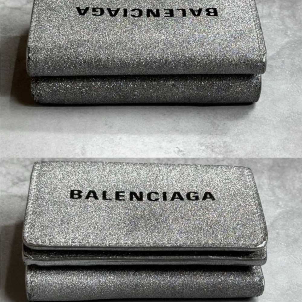 BALENCIAGA Silver/Gray Glitte Everyday Mini leather Wallet, EUC - Picture 13 of 17